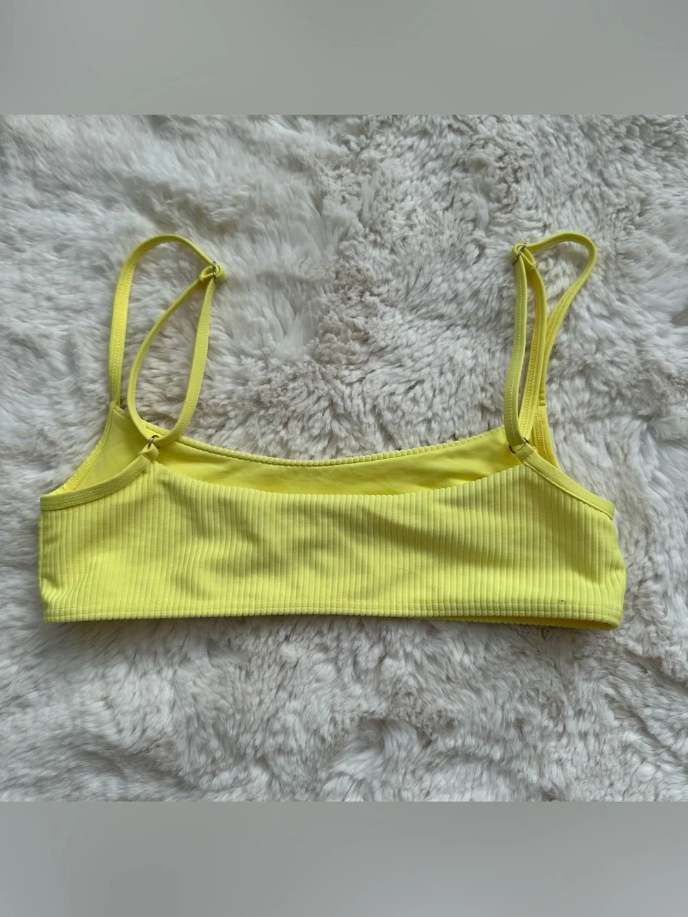 Frankie’s Bikinis Yellow Ribbed Bikini Top